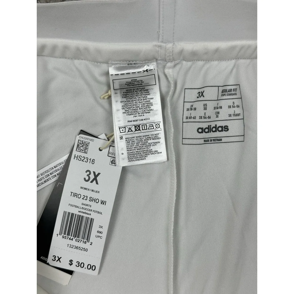 Adidas Tiro 23 Women's White/Black Soccer Shorts HS2316 Drawstring Three Stripes
